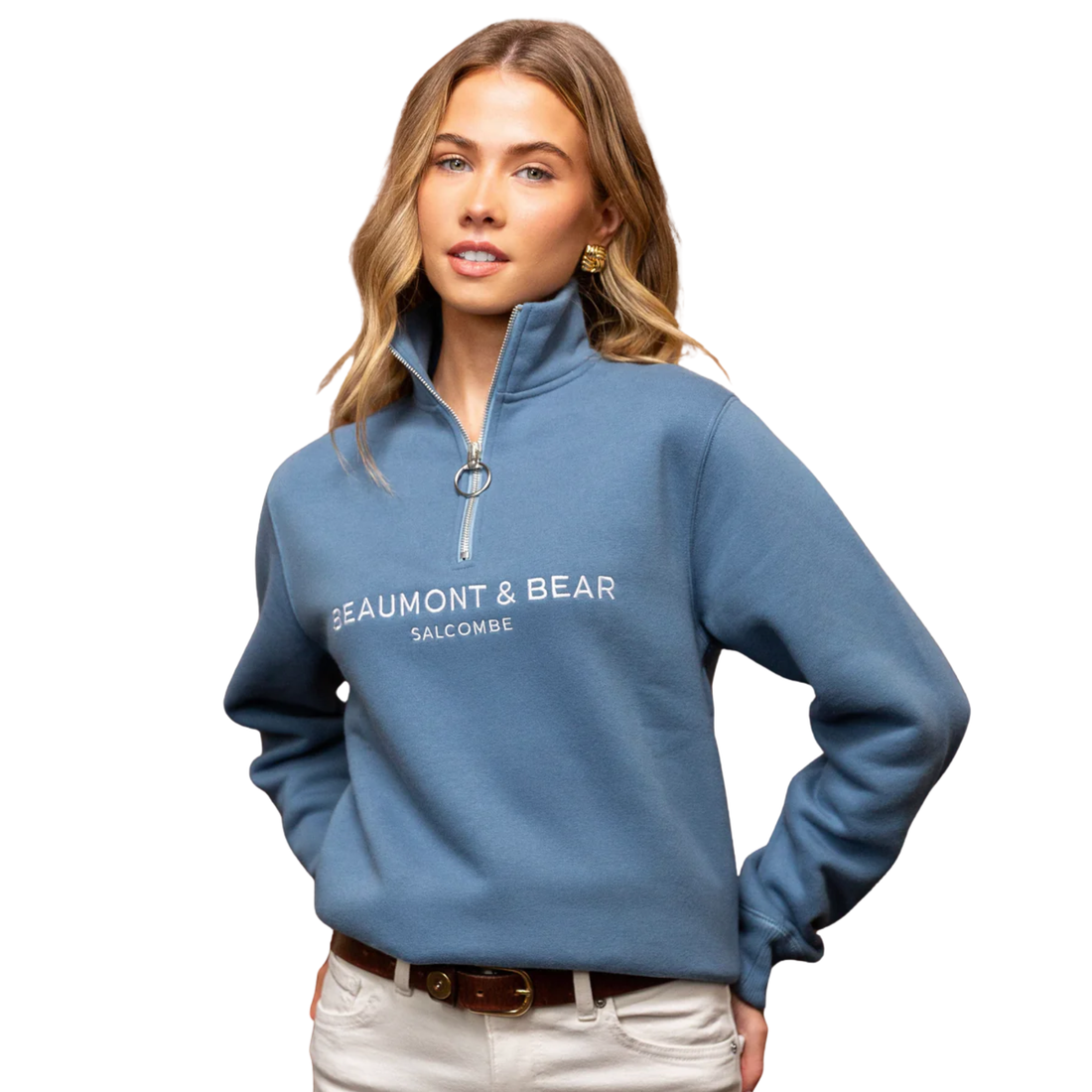 Kingswear Unisex Quarter Zip Vintage Blue