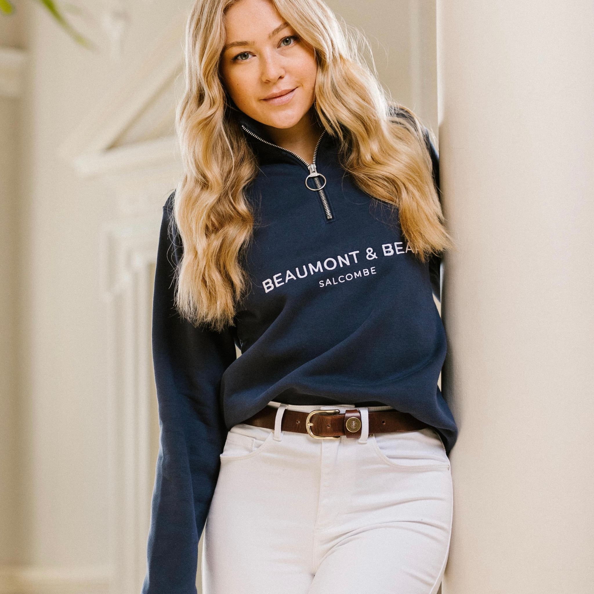 Kingswear Unisex Quarter Zip Washed Navy