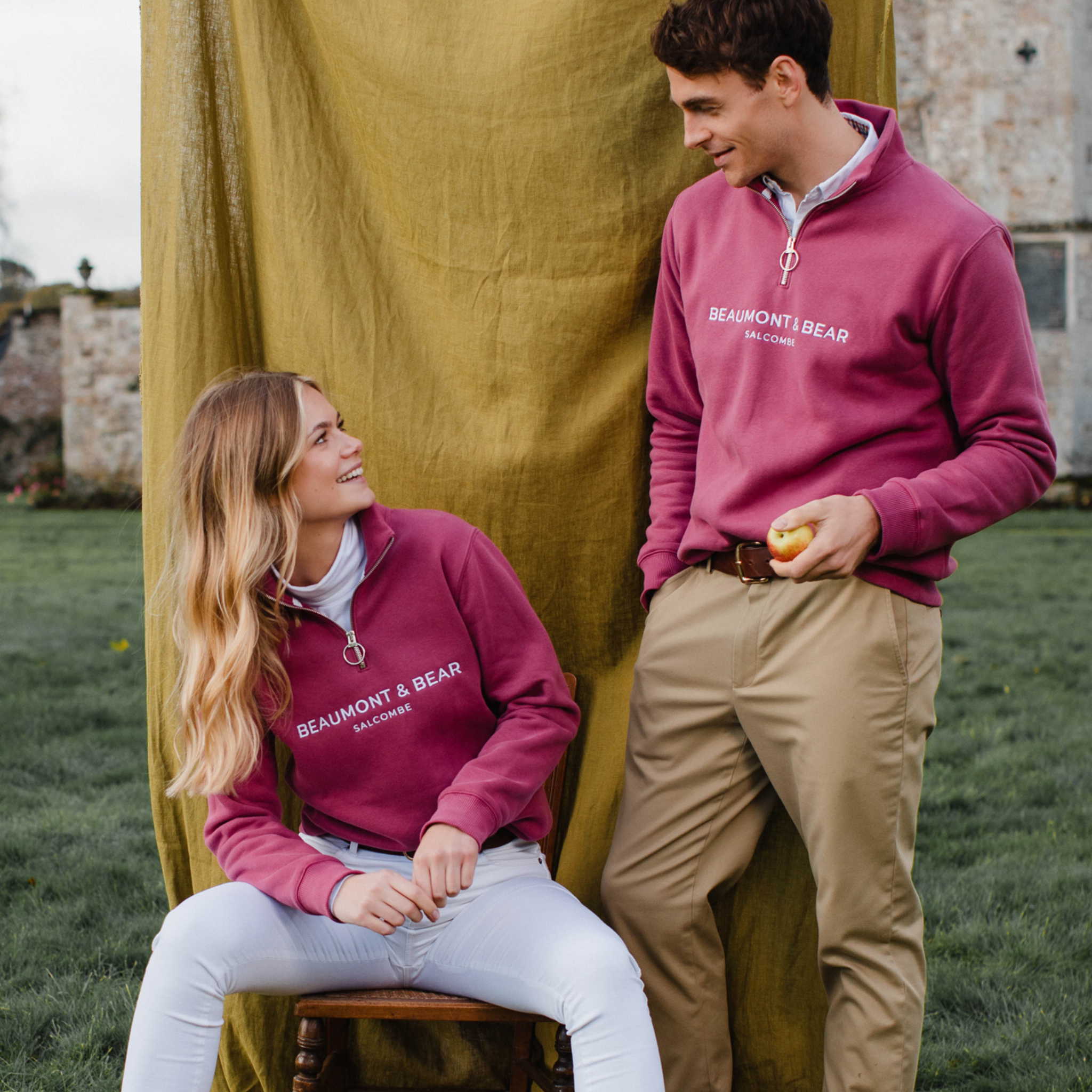Kingswear Unisex Quarter Zip Rhubarb