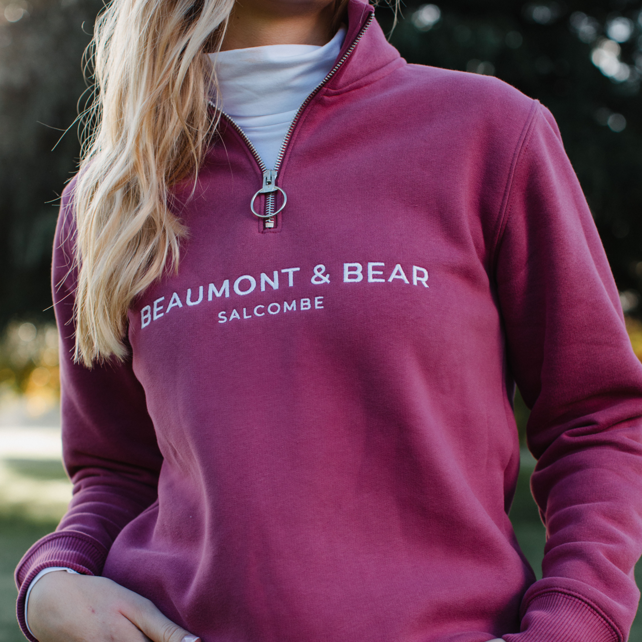 Kingswear Unisex Quarter Zip Rhubarb