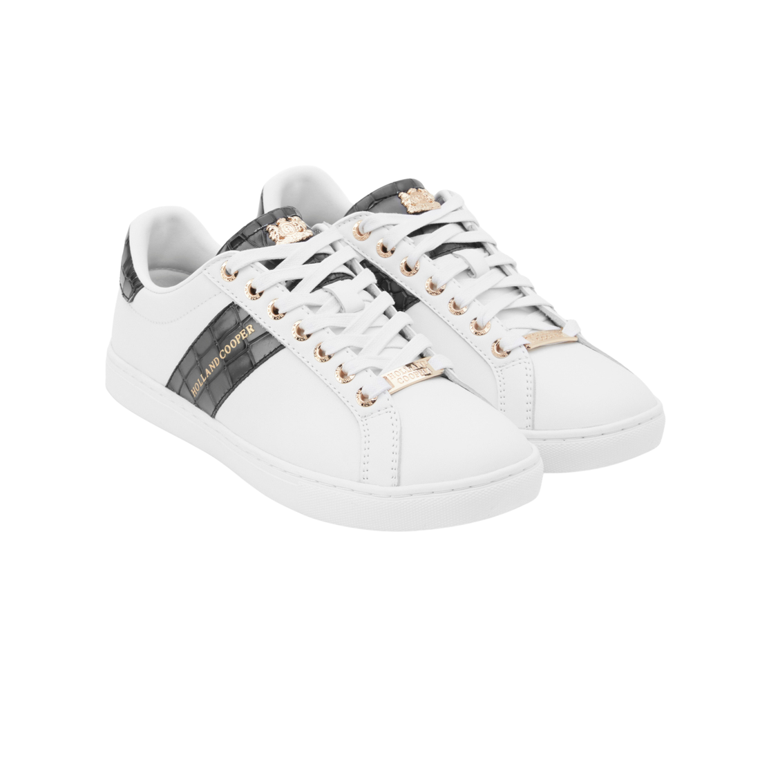 Knightsbridge Court Trainer Black Croc