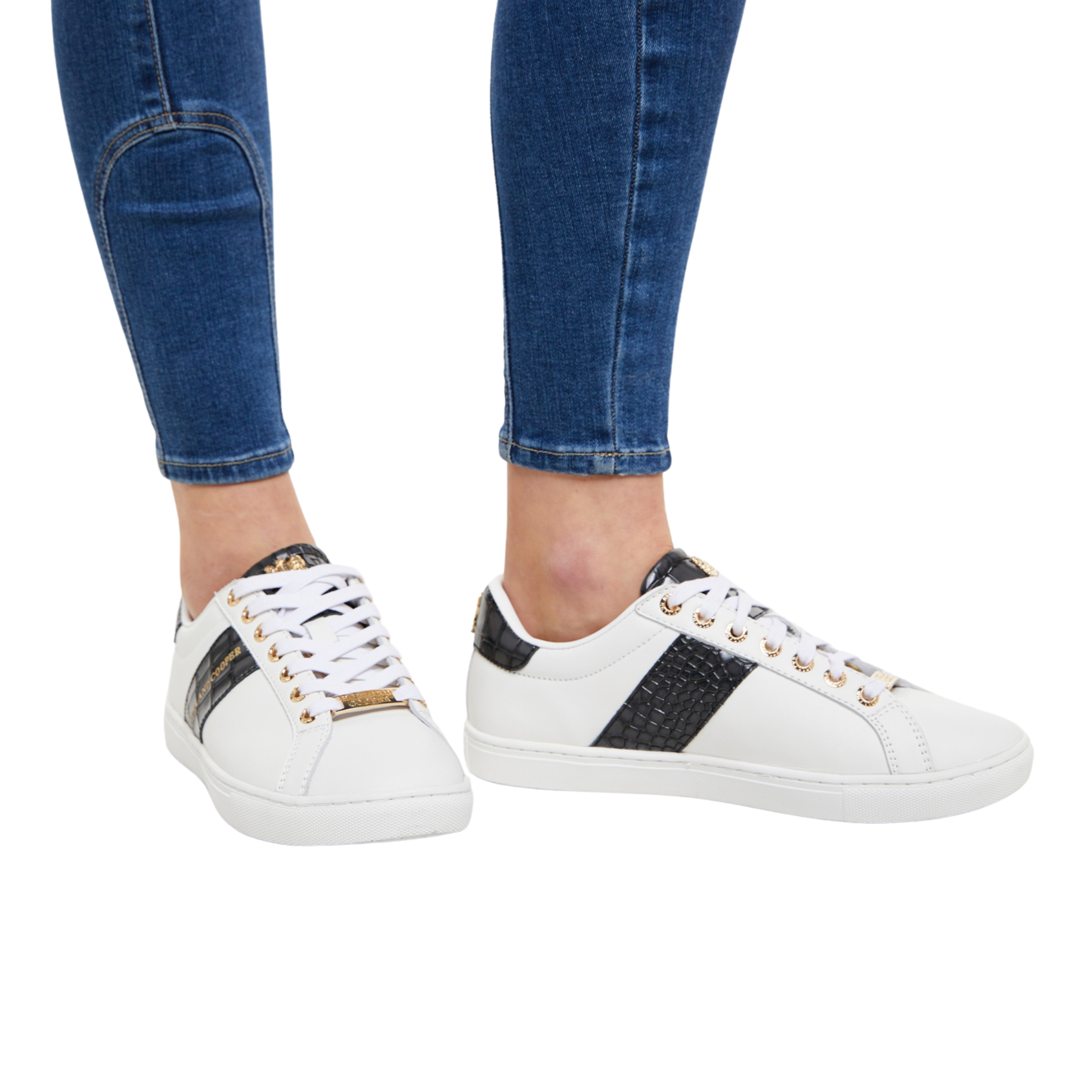 Knightsbridge Court Trainer Black Croc