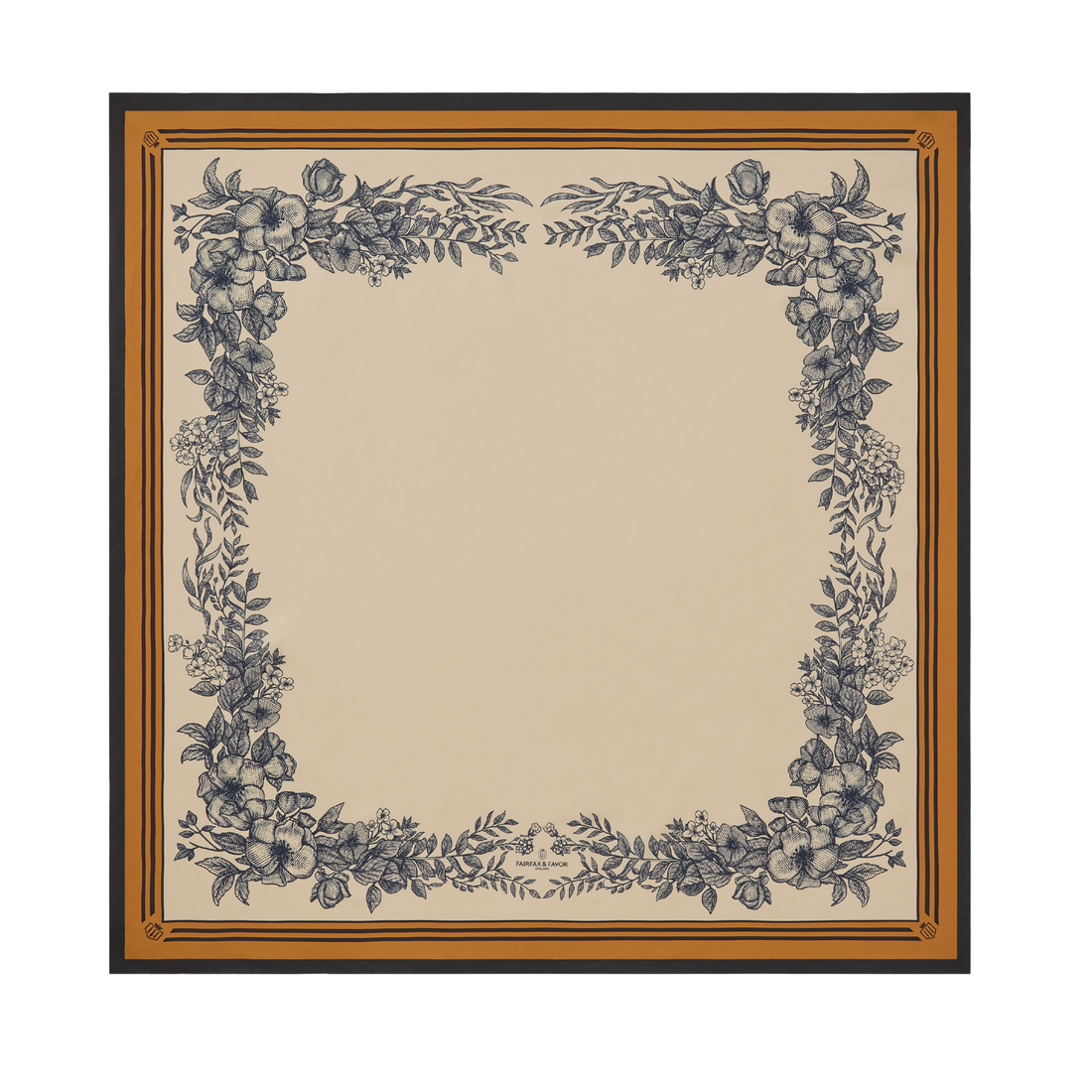 Mannington Silk Scarf Off White, Navy, Orange