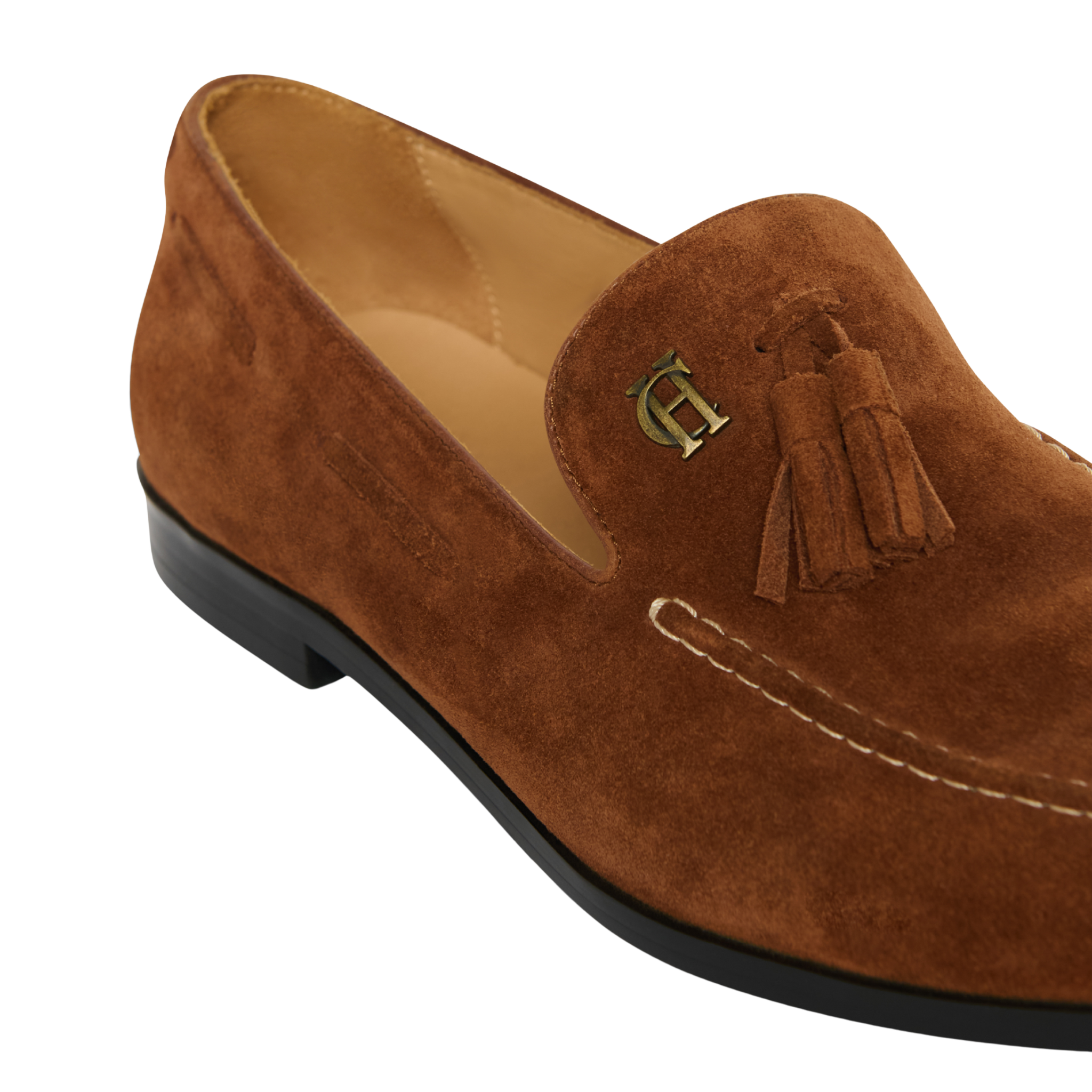 Suede Tassel Loafer Cognac