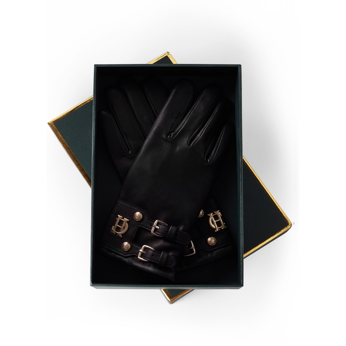 Monogram Leather Gloves Black
