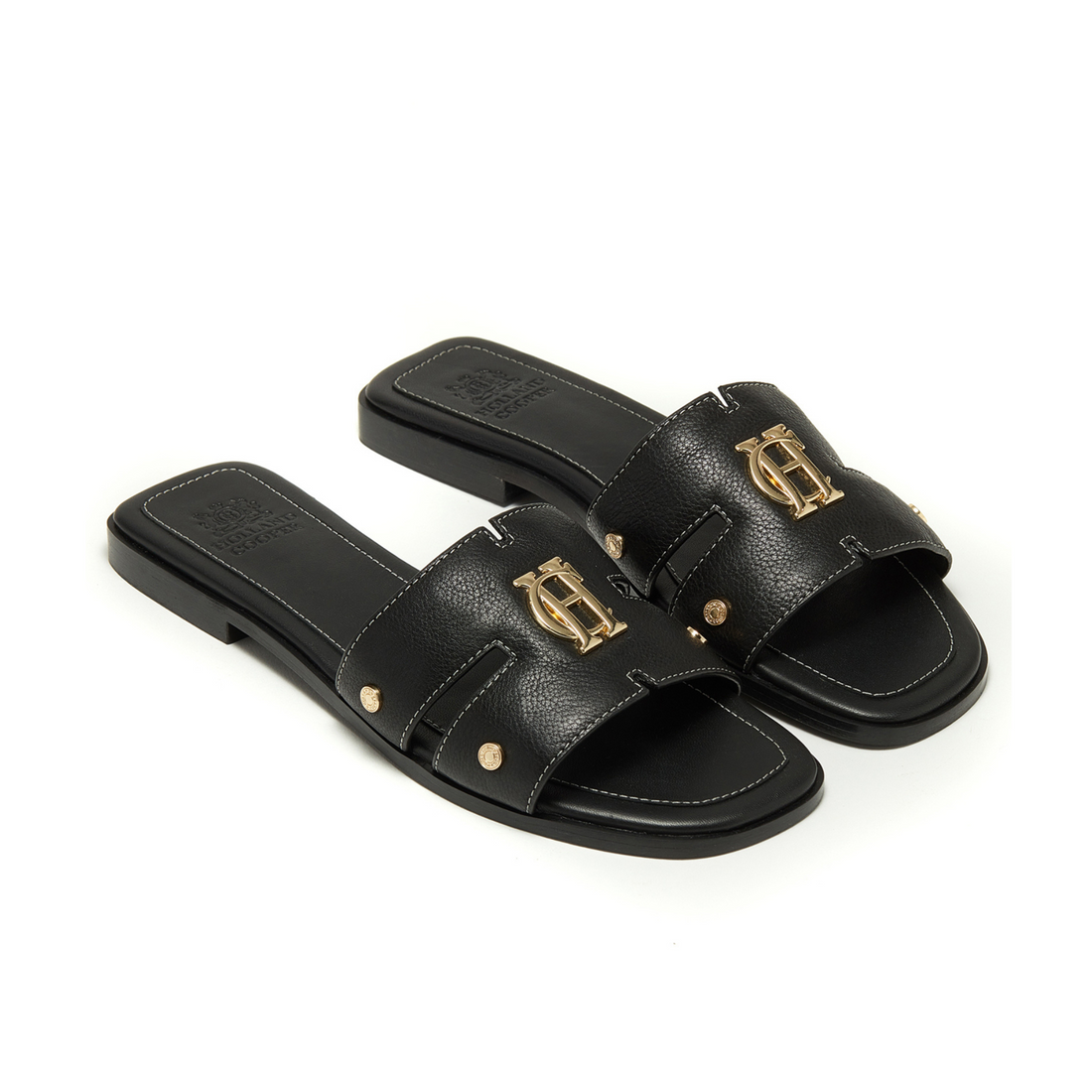 Monogram Slides Black Leather