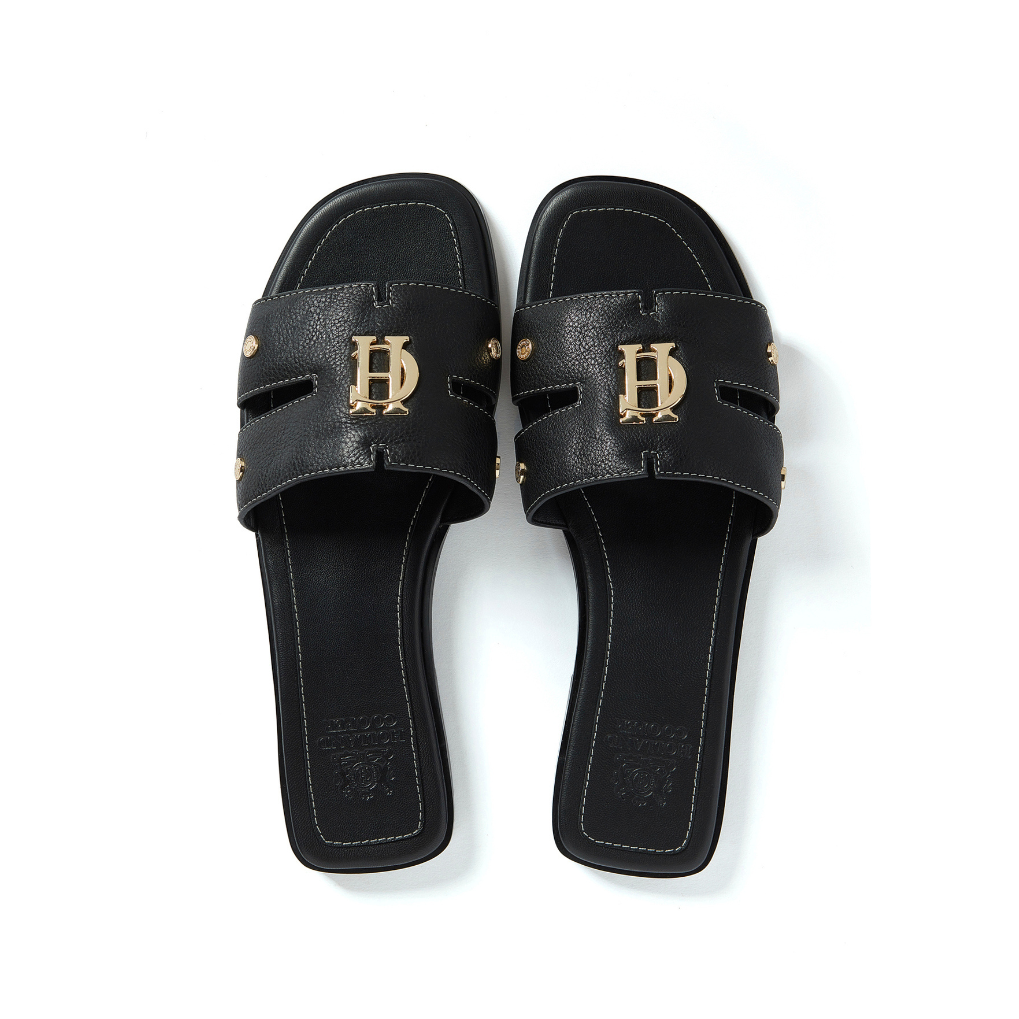 Monogram Slides Black Leather