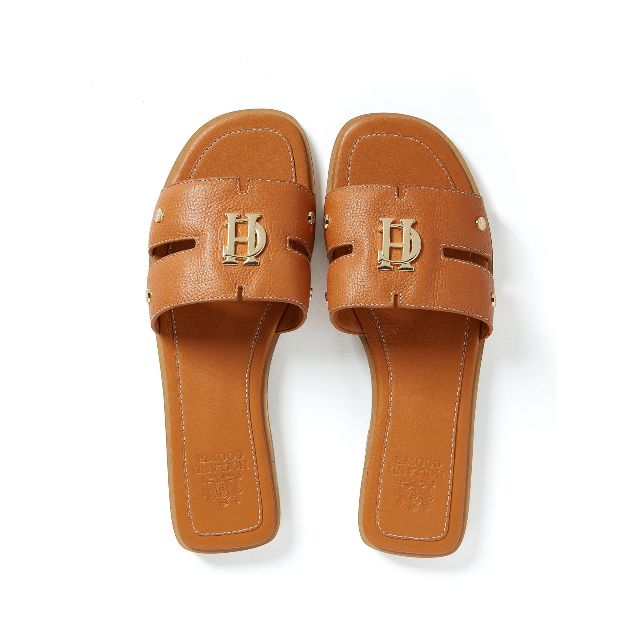 Monogram Slides Tan Leather