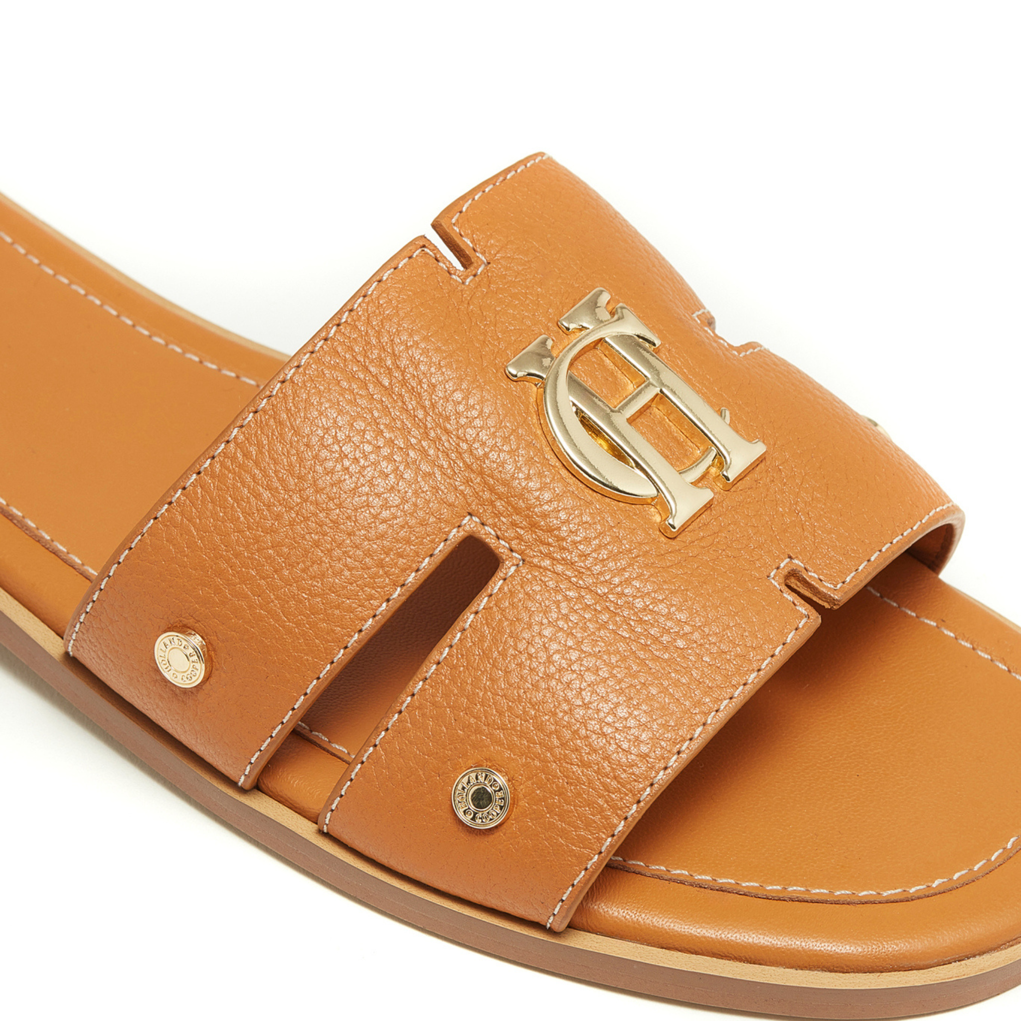 Monogram Slides Tan Leather