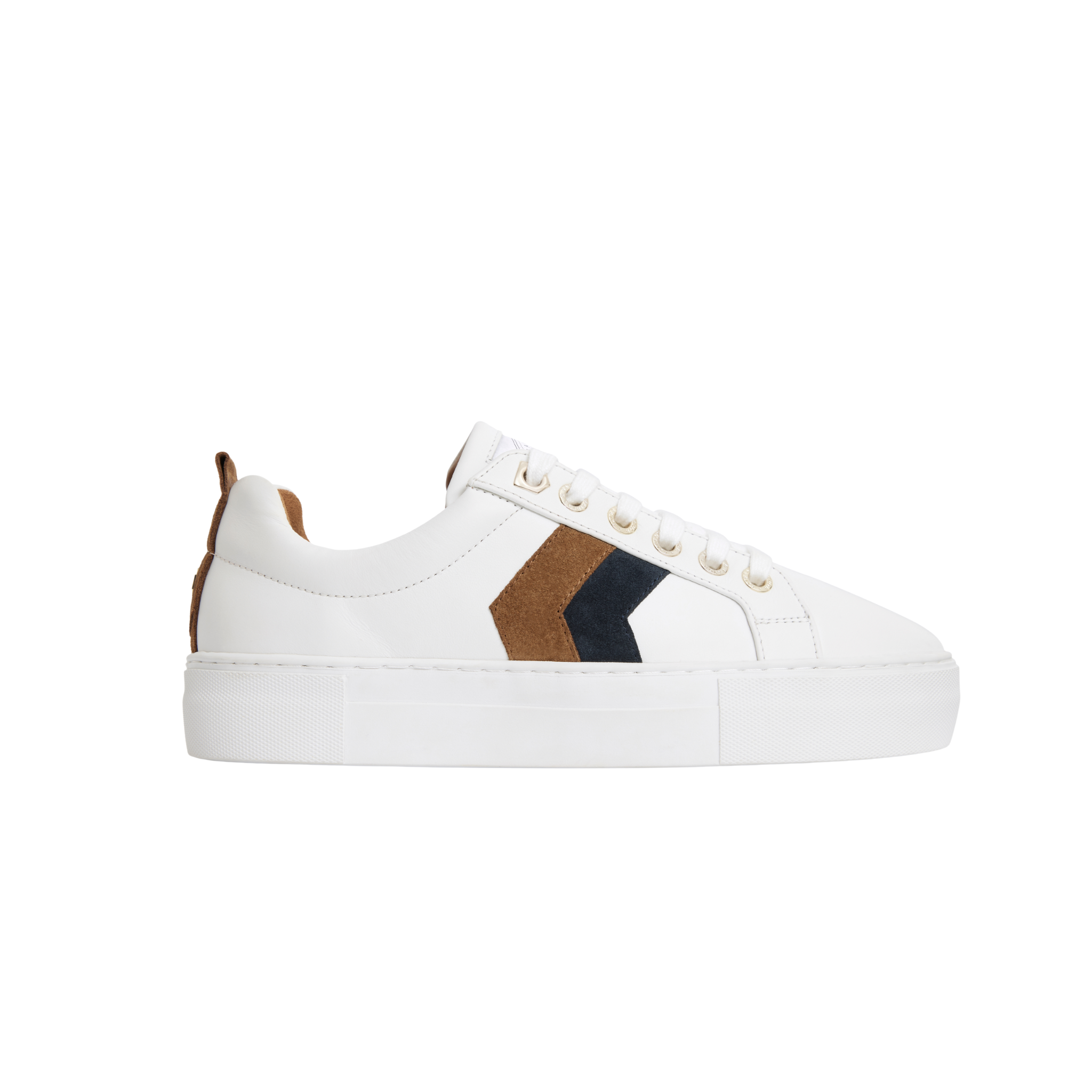 Alexandra Platform Trainer White Tan/Navy