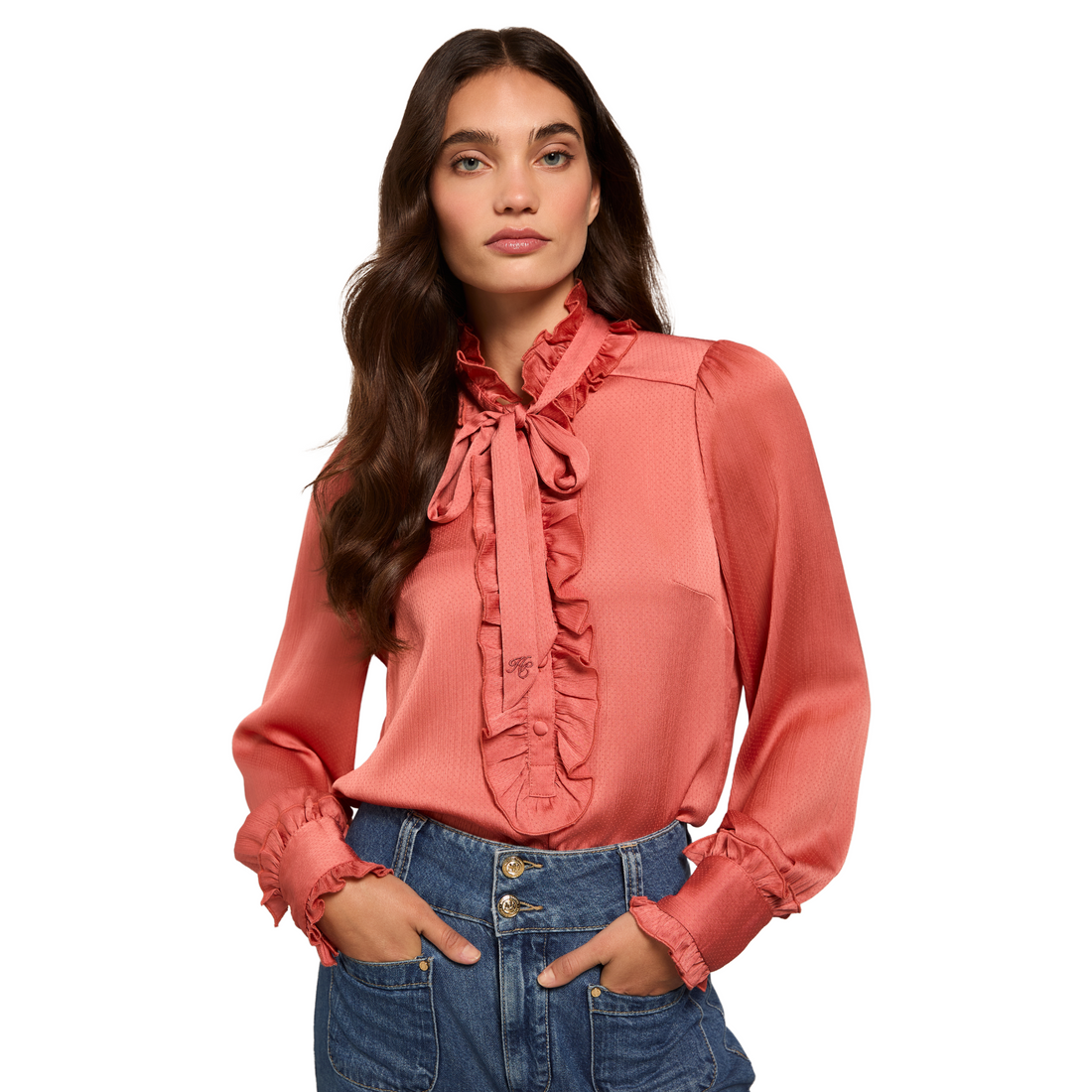Rebecca Ruffle Blouse Cinder Rose