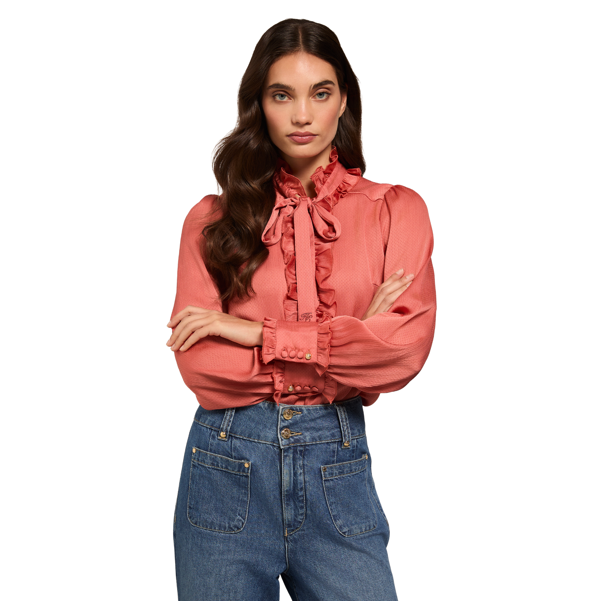 Rebecca Ruffle Blouse Cinder Rose