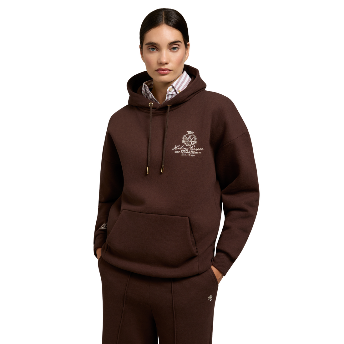 Relaxed Fit Script Hoodie Walnut