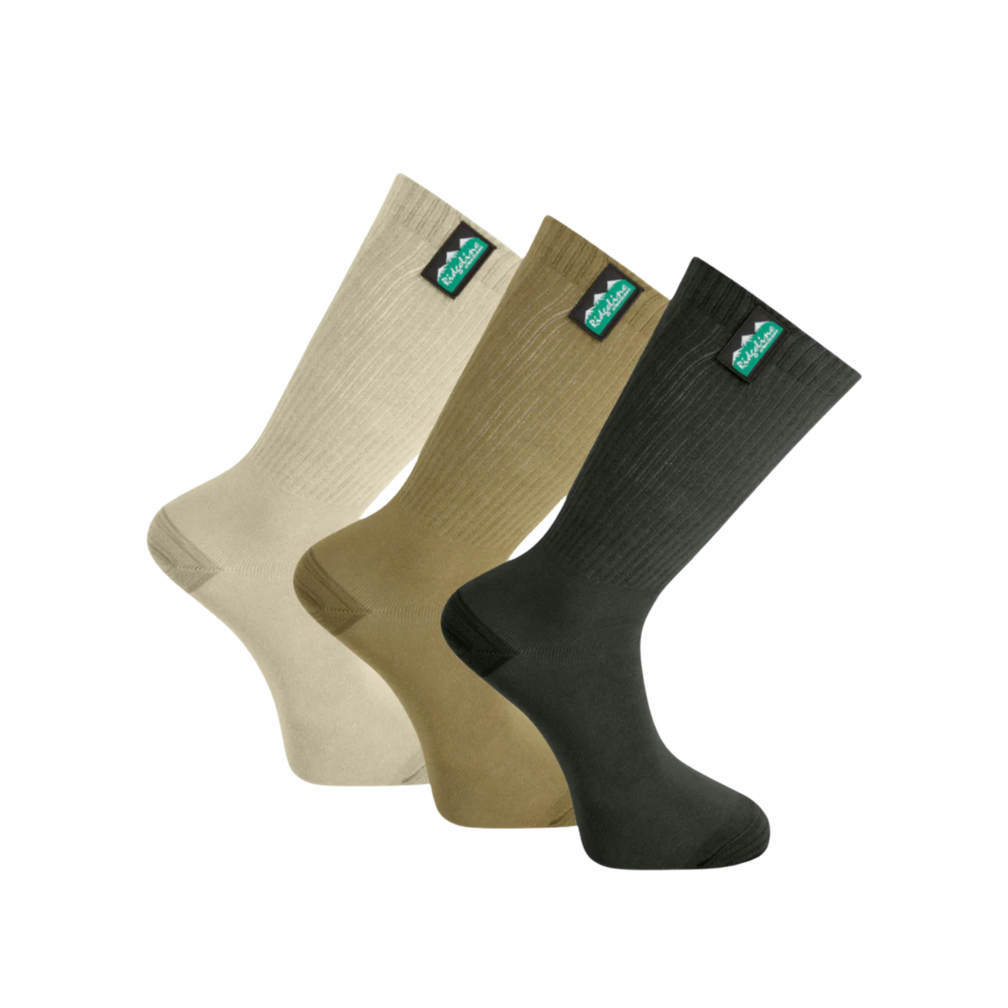 Ridgeline Cotton Work Socks Mid Length Olive Multi