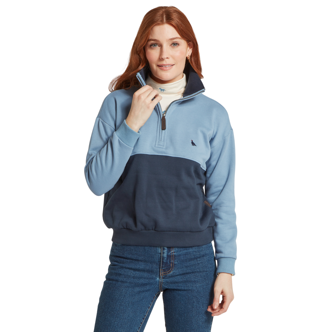 Braunton 1/4 Zip Sweatshirt Blueberry/Lake Blue