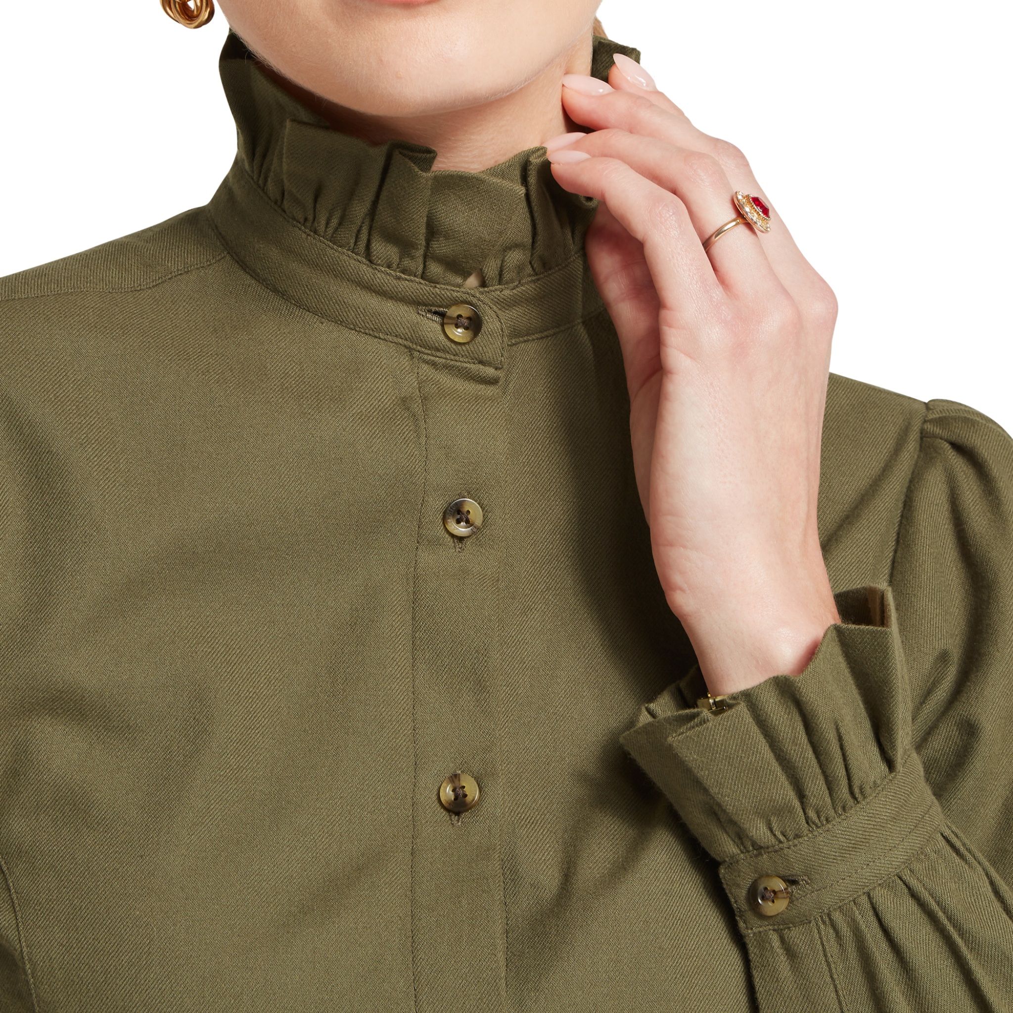 Sheringham Shirt Dark Khaki Green