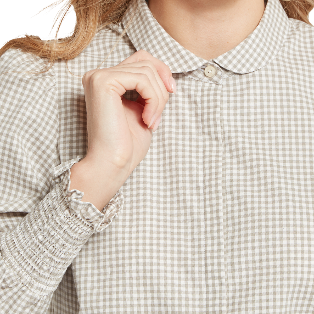Flora Gingham Shirt Sage Green