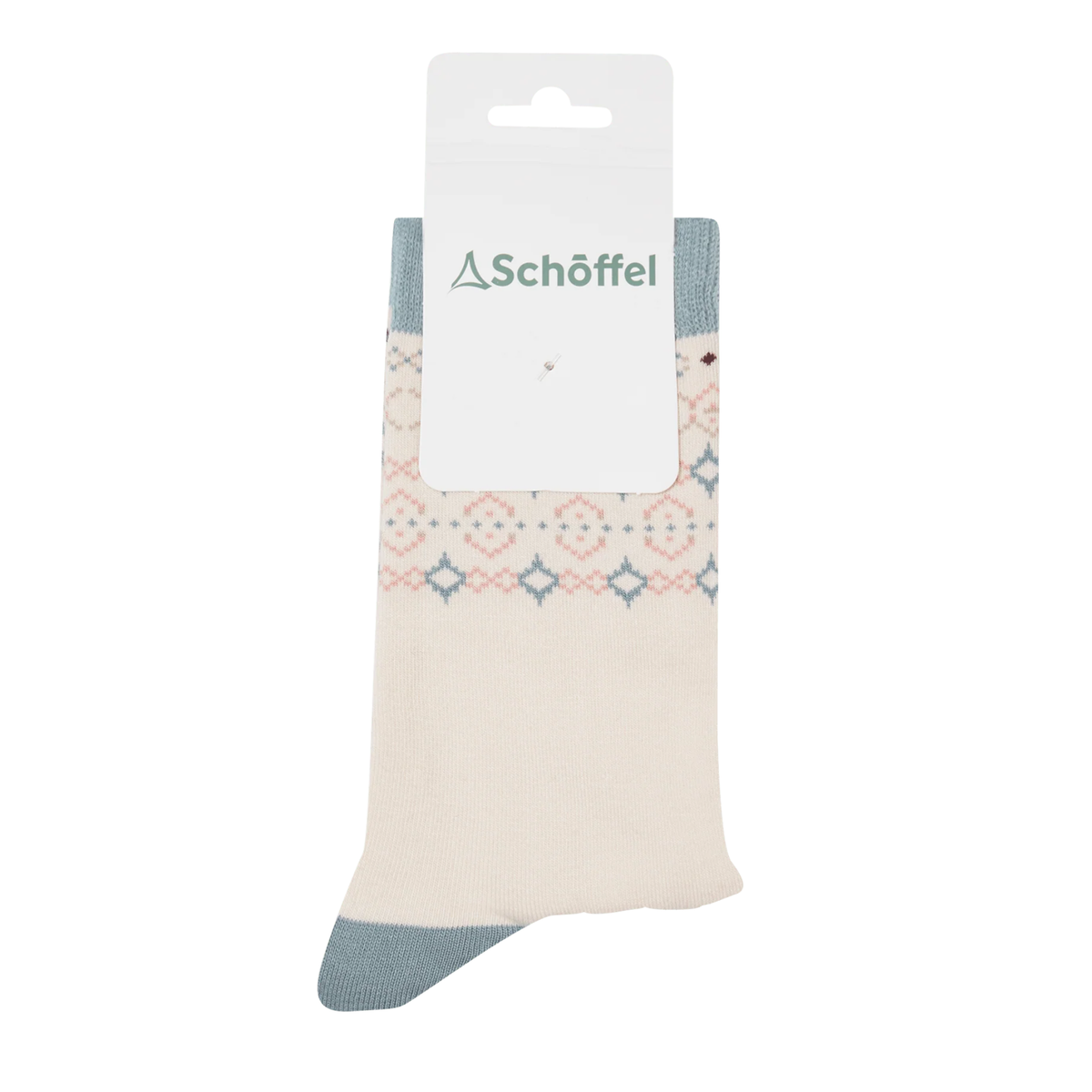Schoffel Cotton Socks Pale Stone Fairisle 4-7