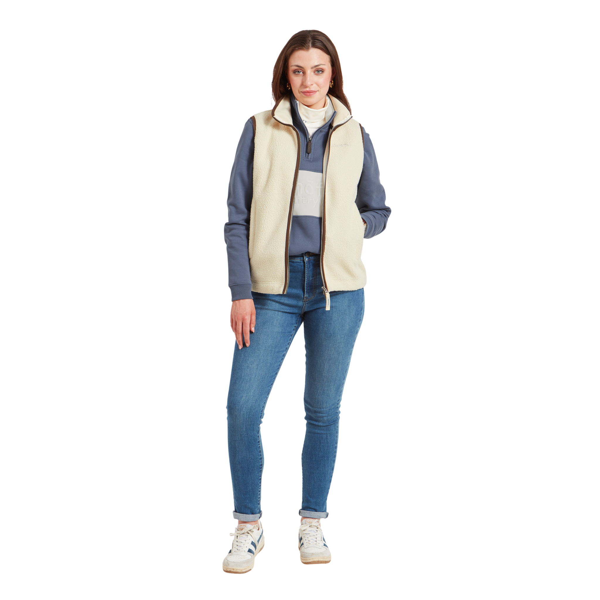 Lyndon Retro Fleece Gilet Ecru
