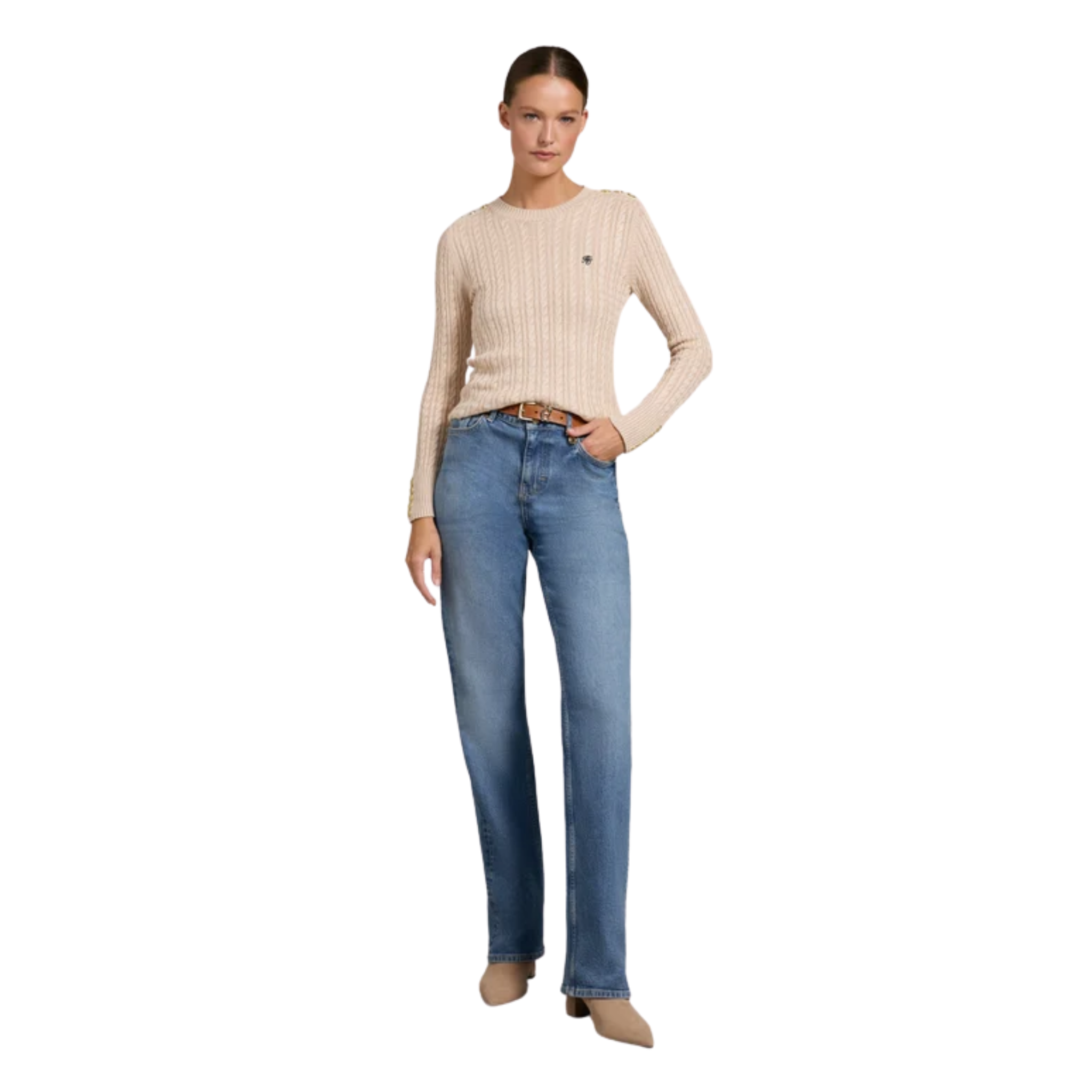 Seattle Cable Crew Knit Oatmeal