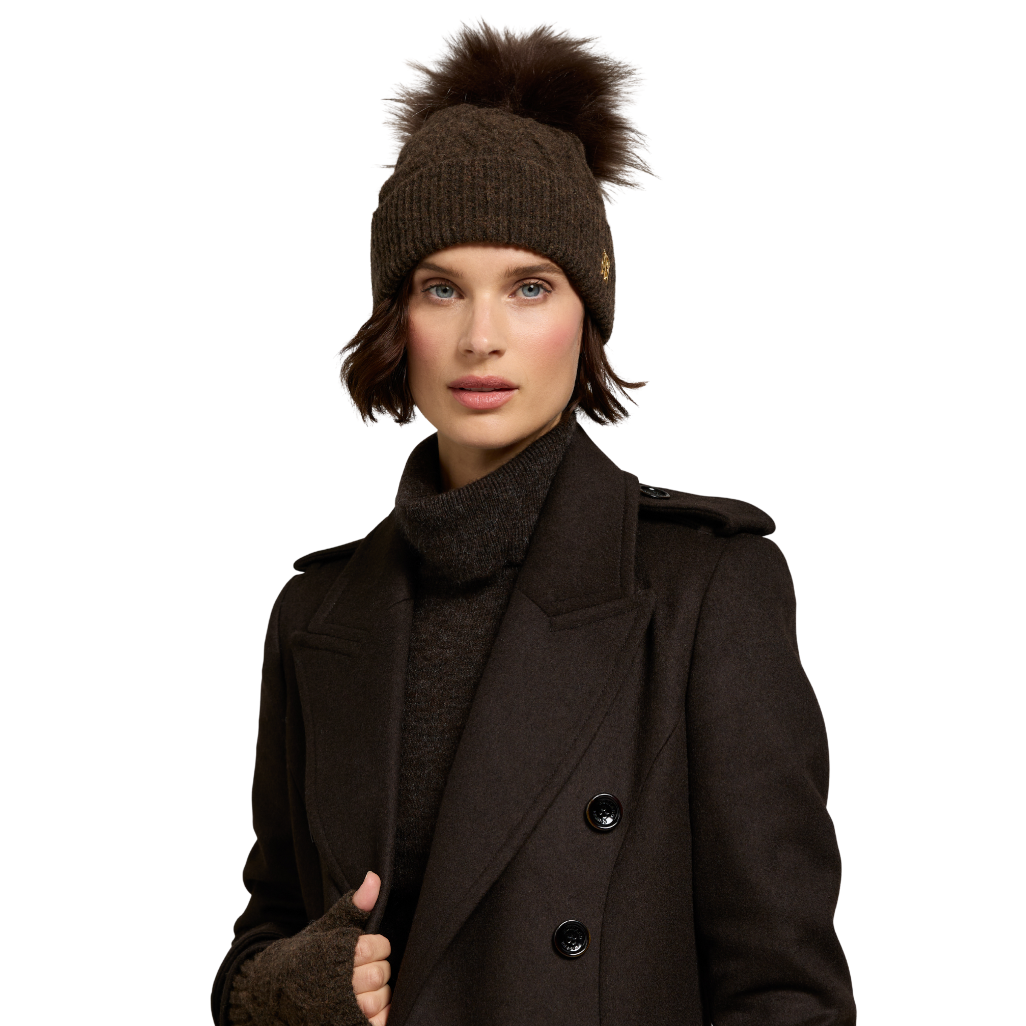 Sloane Cable Bobble Hat Chocolate