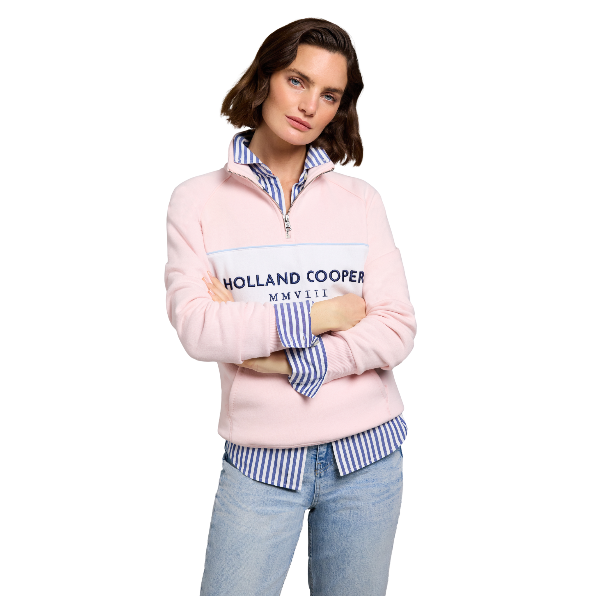 Sporting Heritage Zip Henley Pink