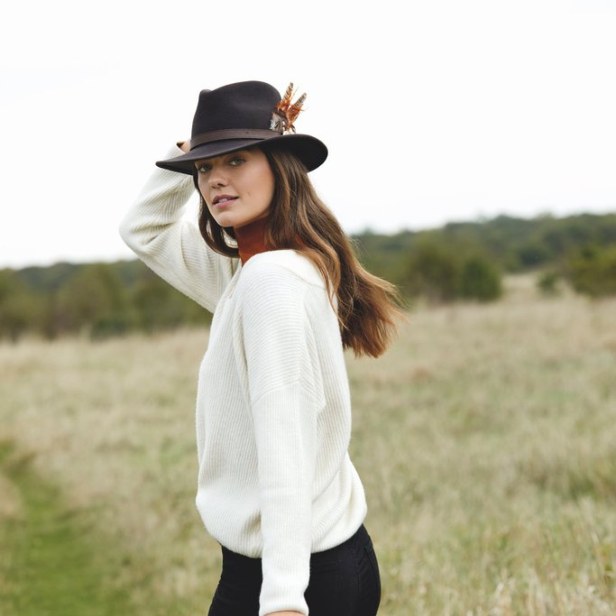 Suffolk Fedora In Dark Brown (Bronze Feather)