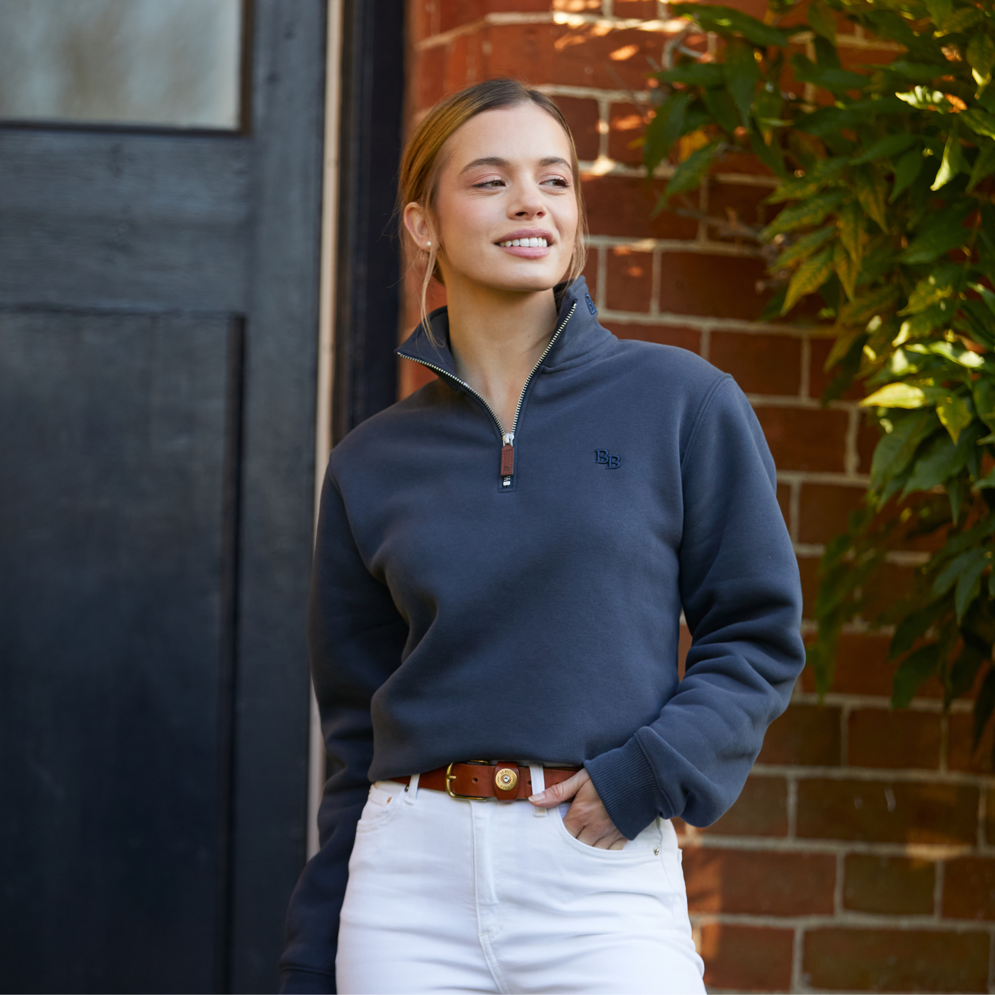 Tuckenhay Unisex Quarter Zip Washed Navy