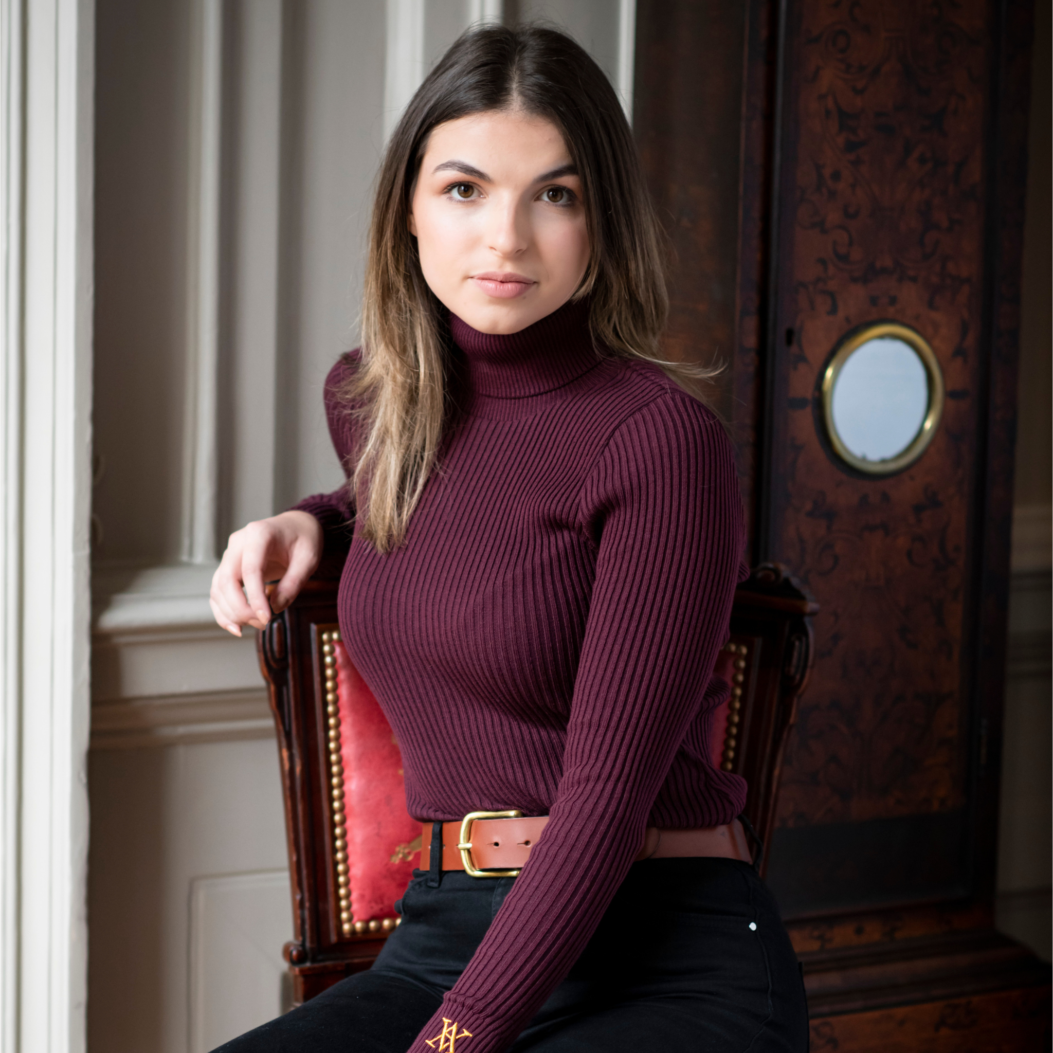 Elizabeth Roll Neck Maroon