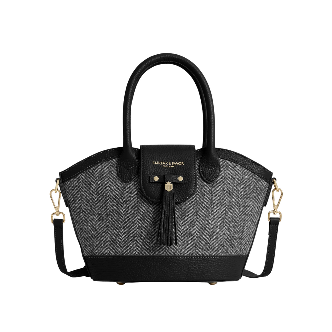 Mini Windsor Tote Black Herringbone