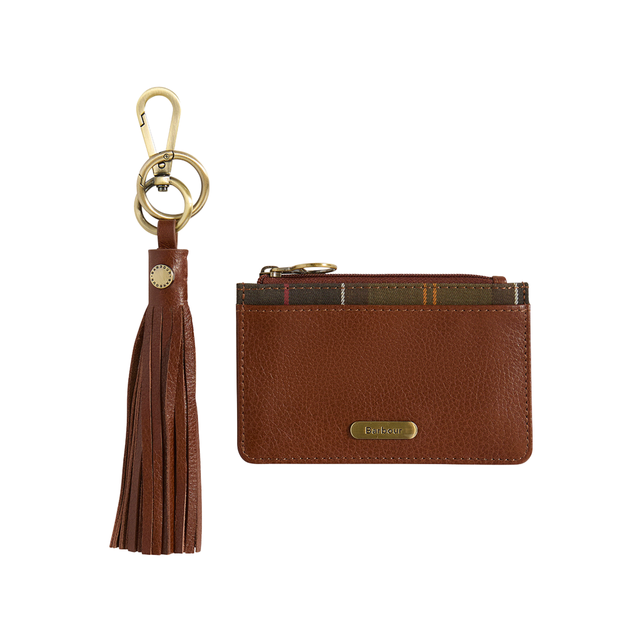 Barbour Alder Leather Gift Set Brown/Classic Tartan