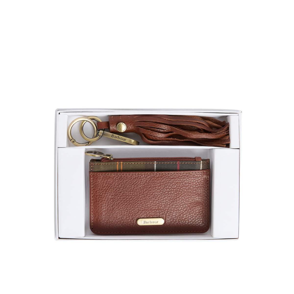 Barbour Alder Leather Gift Set Brown/Classic Tartan