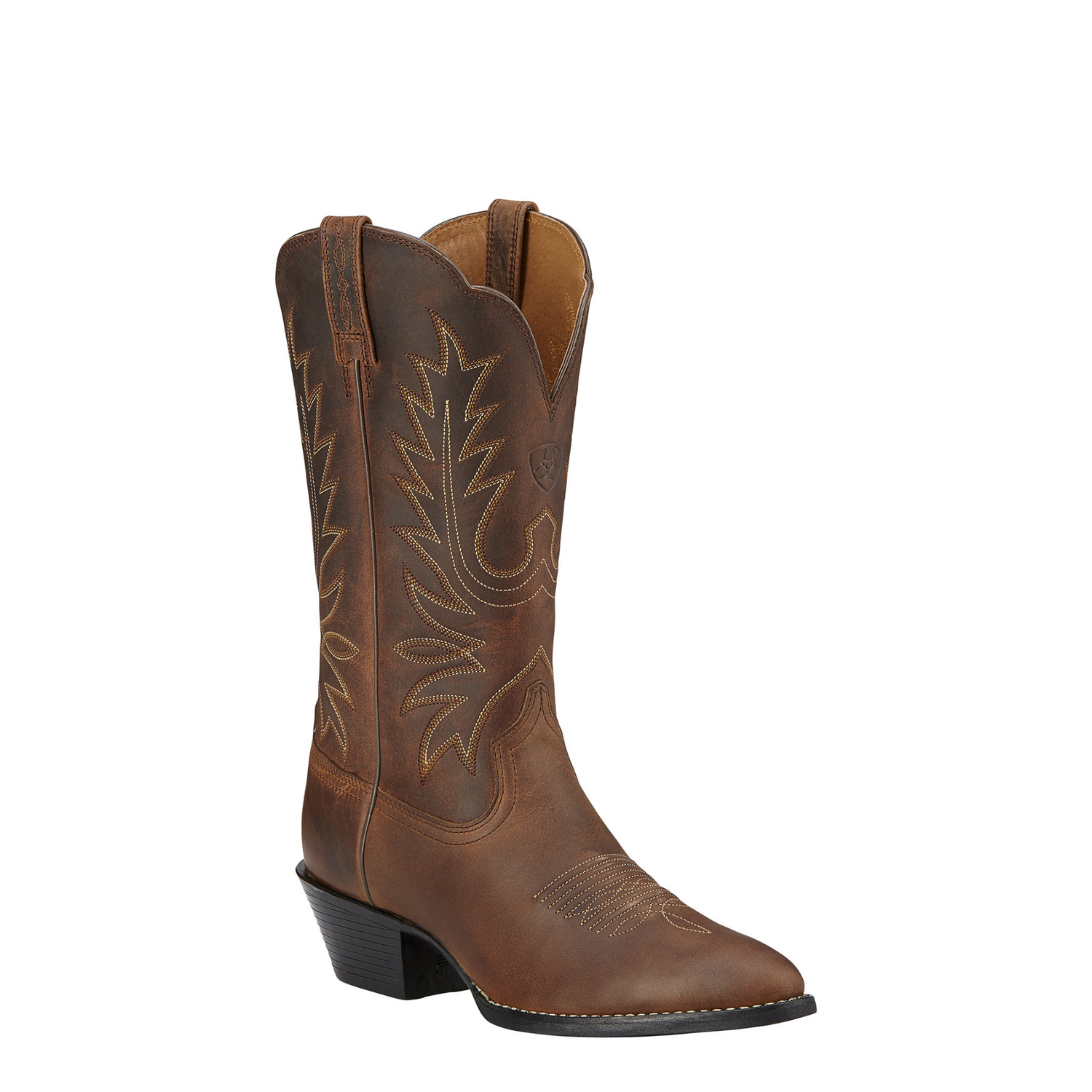 Western R Toe Boots Distressed Brown