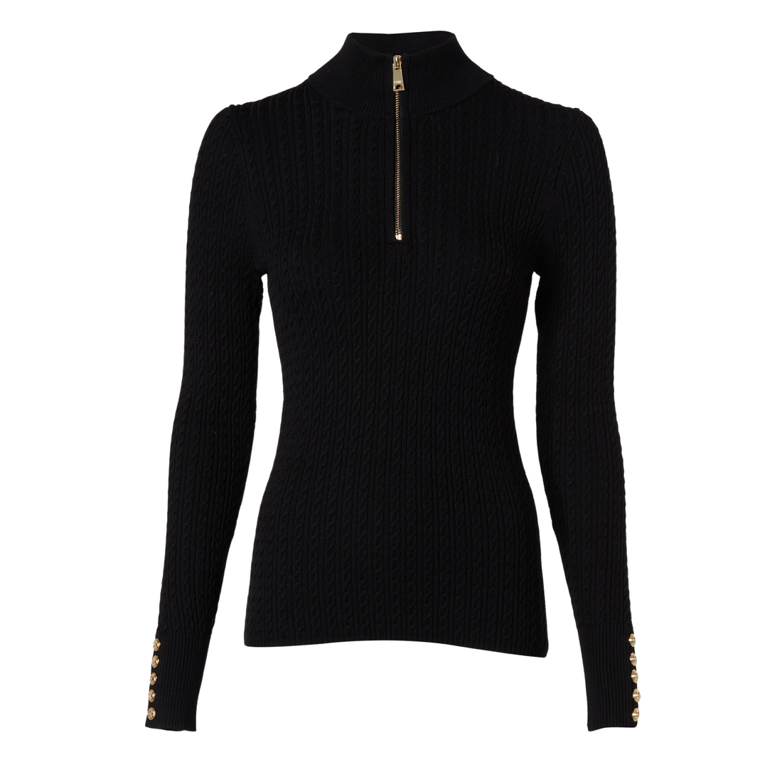 Ava Quarter Zip Knit Black