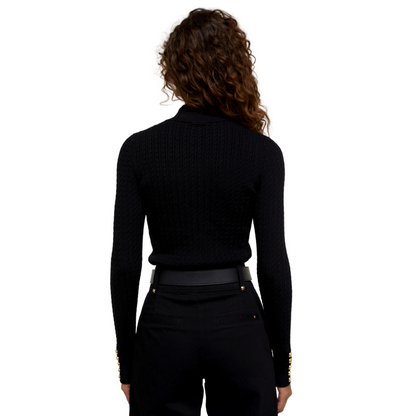 Ava Quarter Zip Knit Black