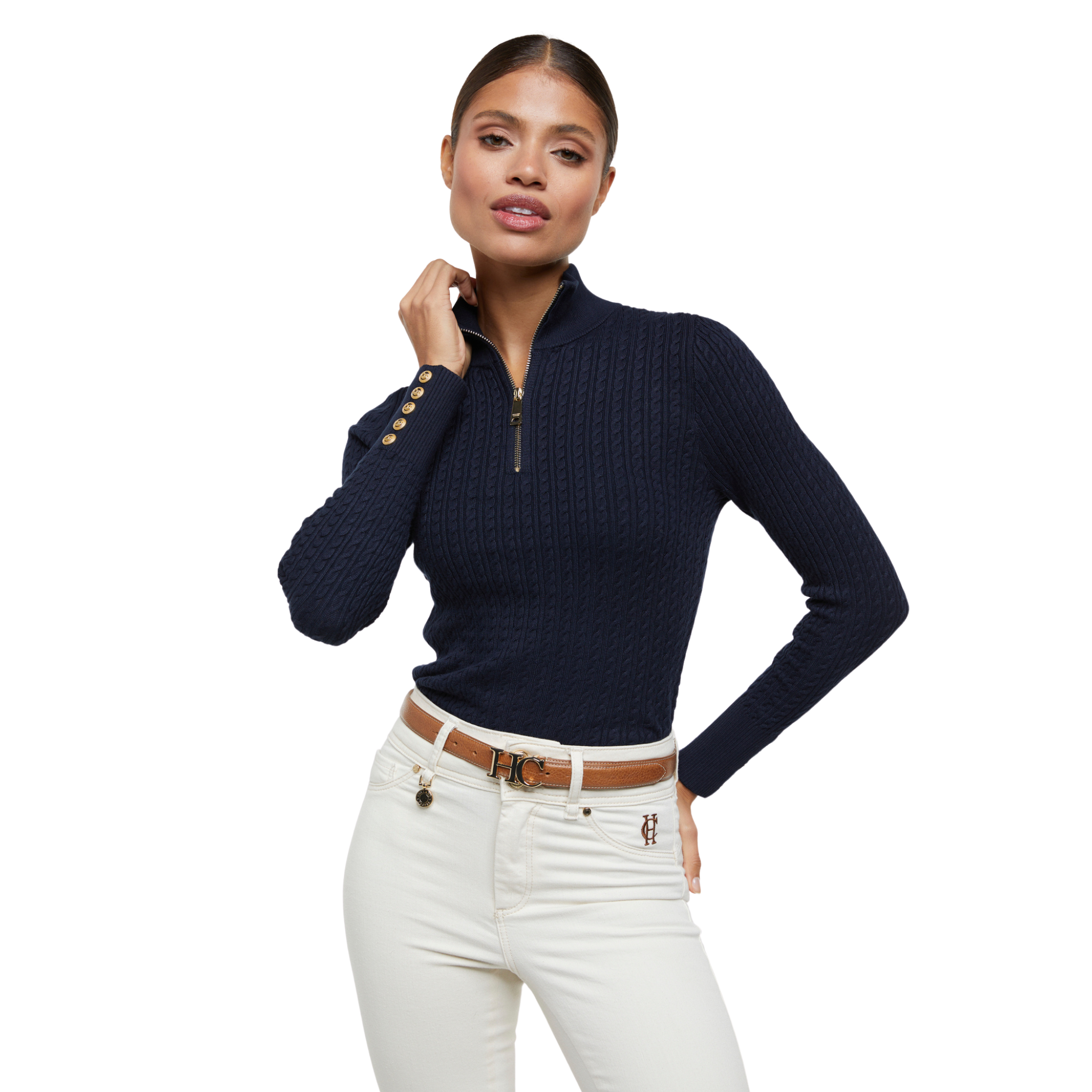 Ava Quarter Zip Knit Ink Navy