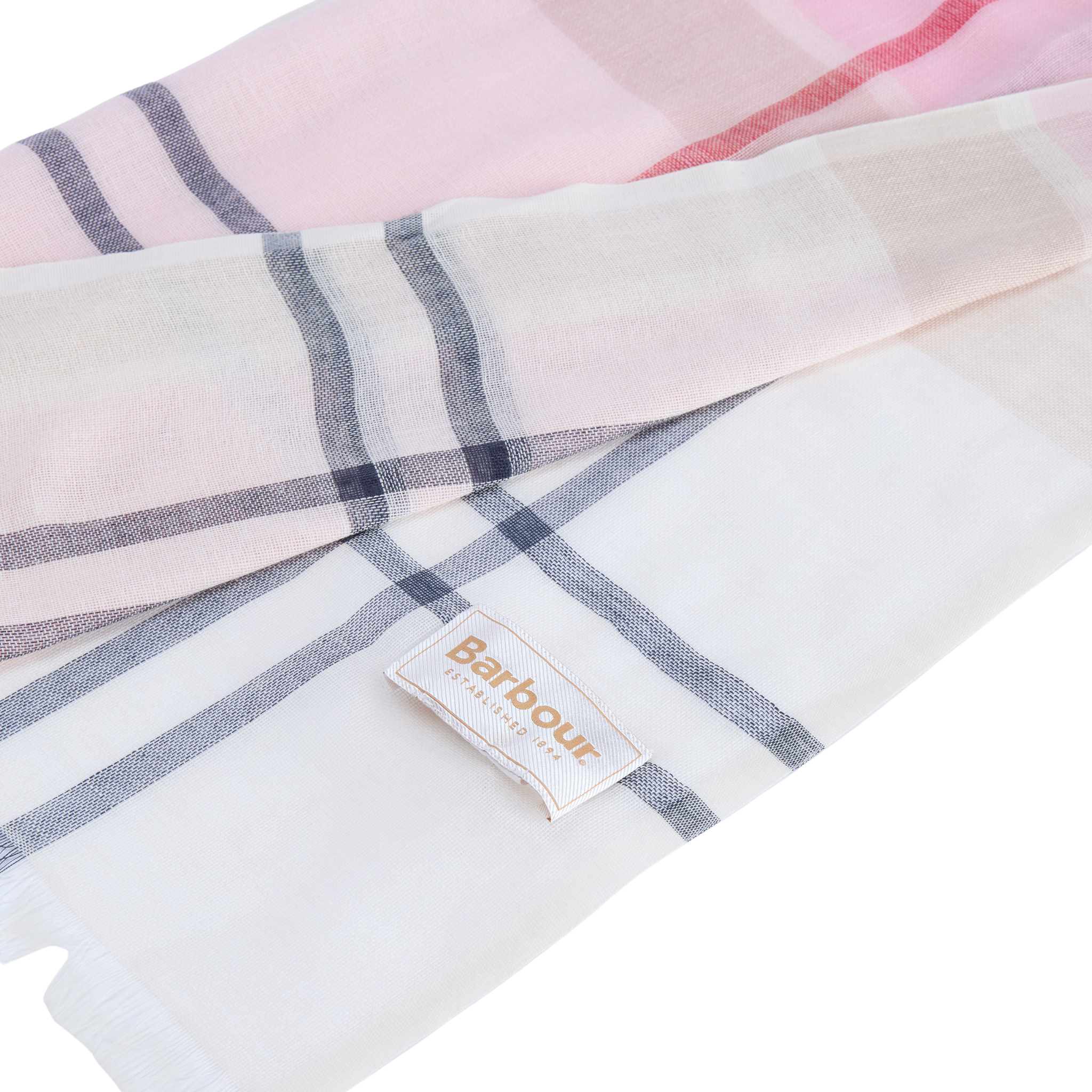 Barbour Abigail Tartan Scarf Cherry Blossom