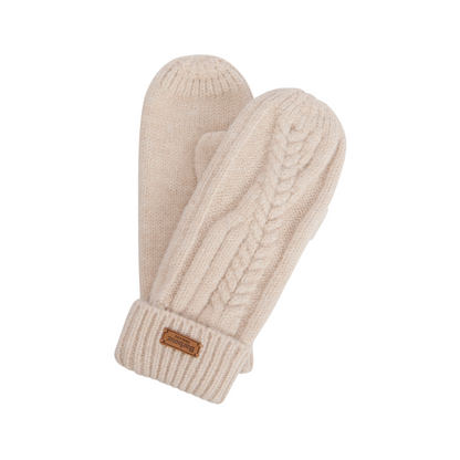 Barbour Elsdon Knitted Mittens Eggshell