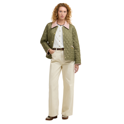 Barbour Icons Cropped Liddesdale Quilted Jacket Bleached Olive/Ancient/Gardenia