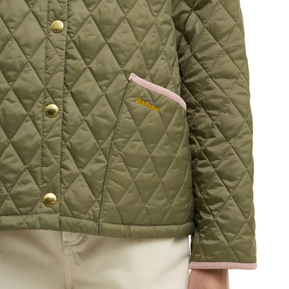 Barbour Icons Cropped Liddesdale Quilted Jacket Bleached Olive/Ancient/Gardenia