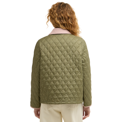 Barbour Icons Cropped Liddesdale Quilted Jacket Bleached Olive/Ancient/Gardenia