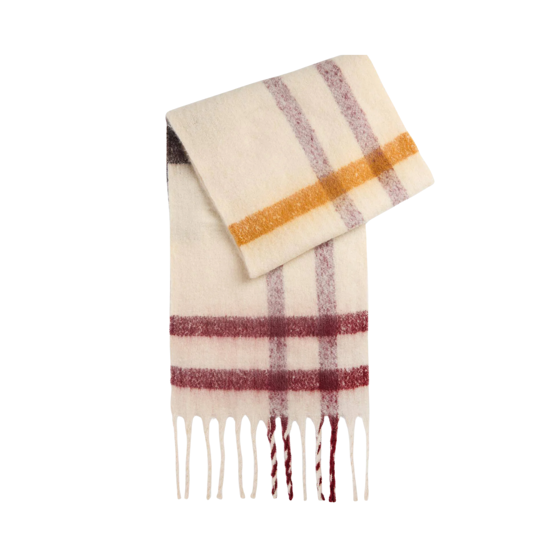 Barbour Isla Ecru Muted Tartan Boucle Scarf