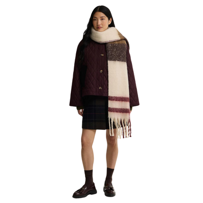 Barbour Isla Ecru Muted Tartan Boucle Scarf