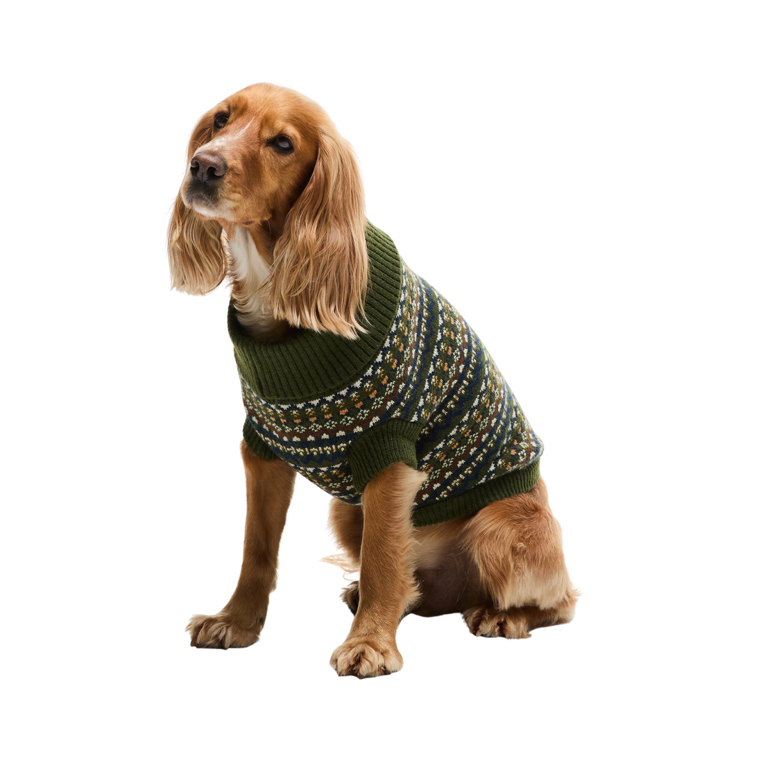 Marlow Fair Isle Dog Jumper Olive