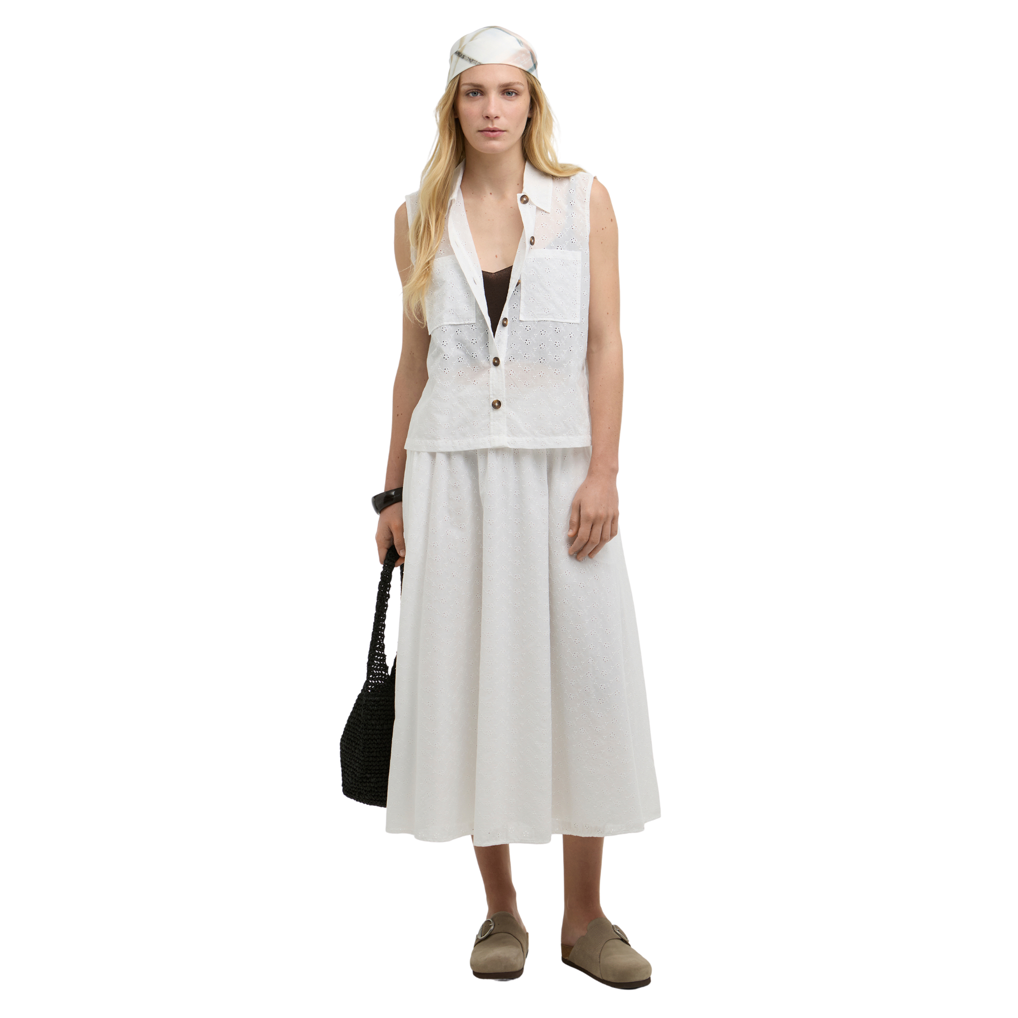 Melody Midi Skirt White
