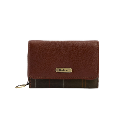Barbour Rosa Leather French Purse Brown/ Classic Tartan