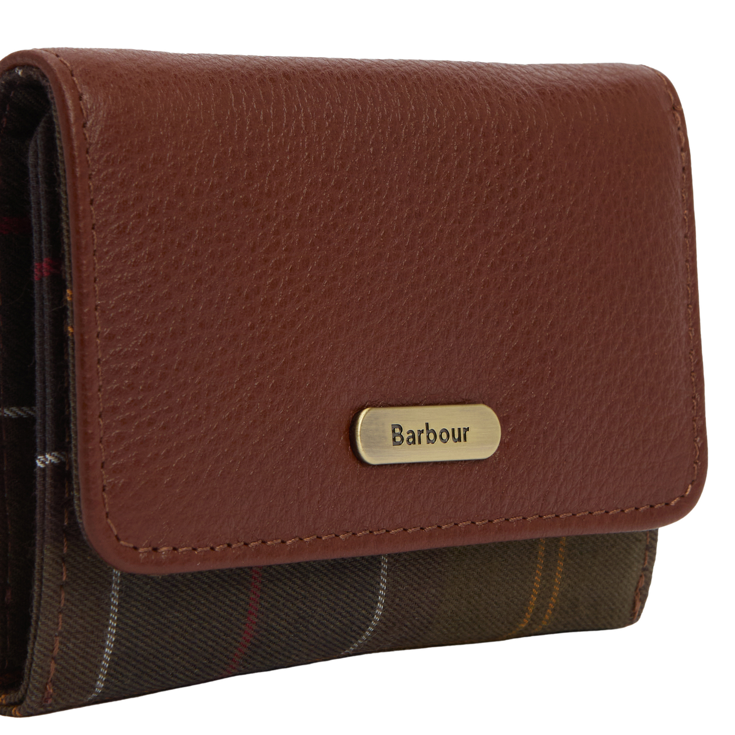Barbour Rosa Leather French Purse Brown/ Classic Tartan