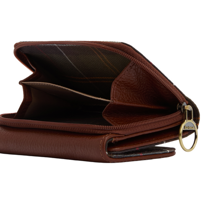 Barbour Rosa Leather French Purse Brown/ Classic Tartan