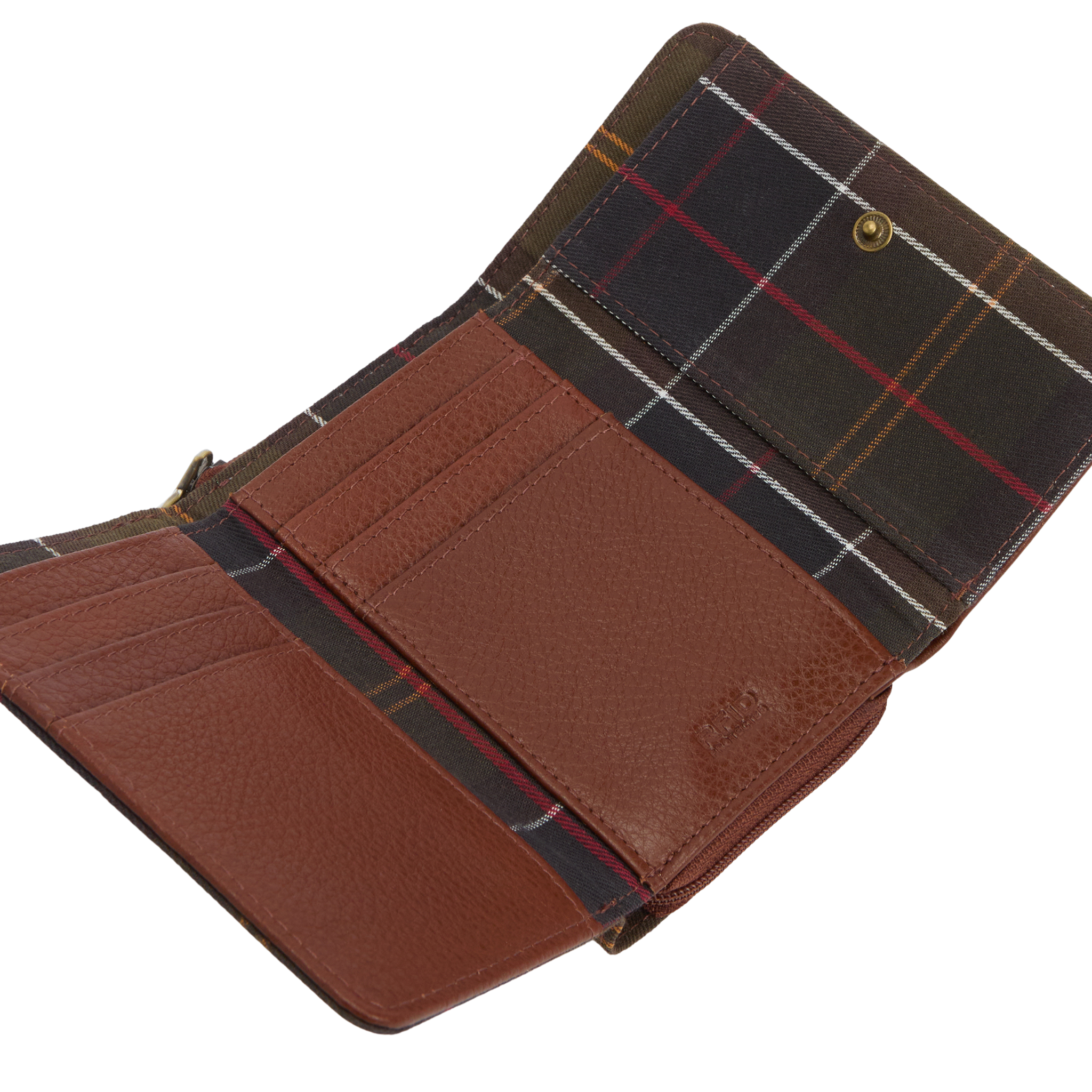 Barbour Rosa Leather French Purse Brown/ Classic Tartan