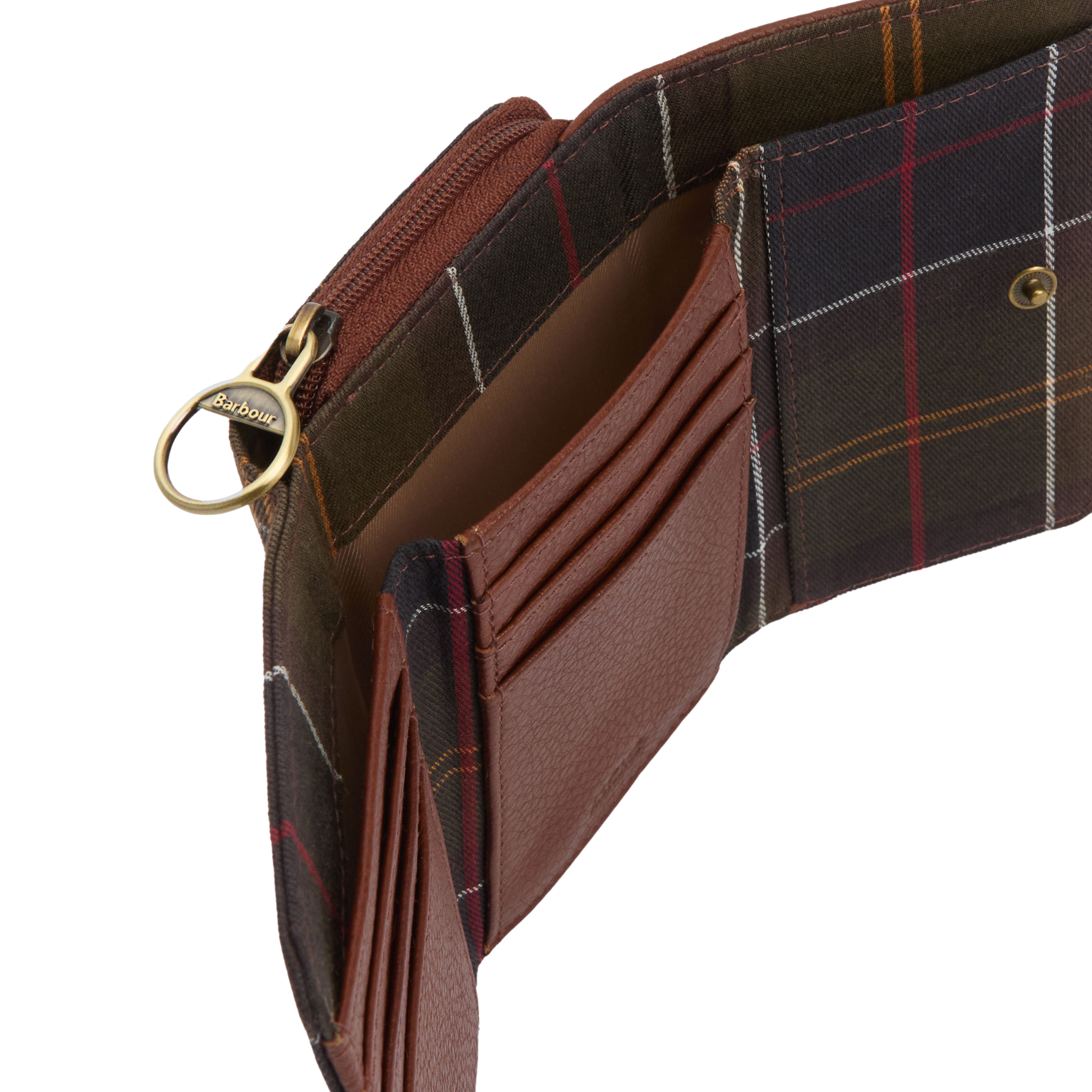 Barbour Rosa Leather French Purse Brown/ Classic Tartan